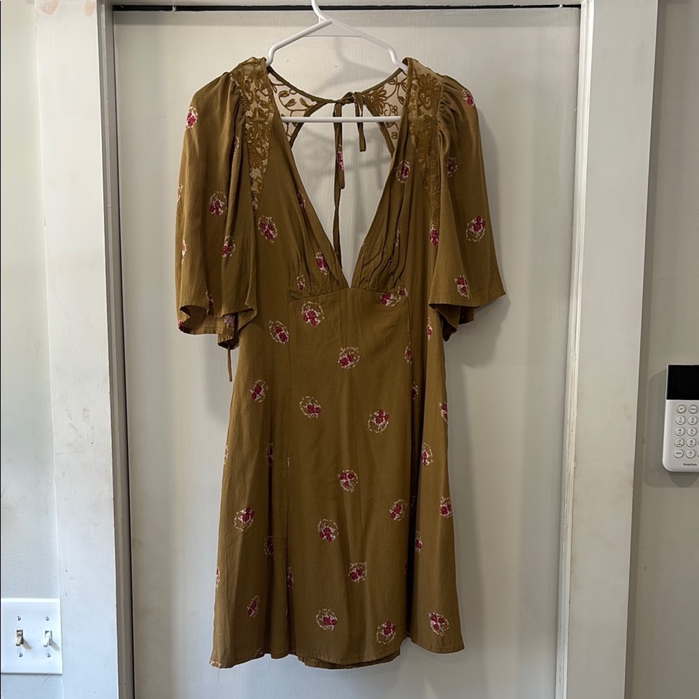 Olive Free People Mini Dress with Open Back